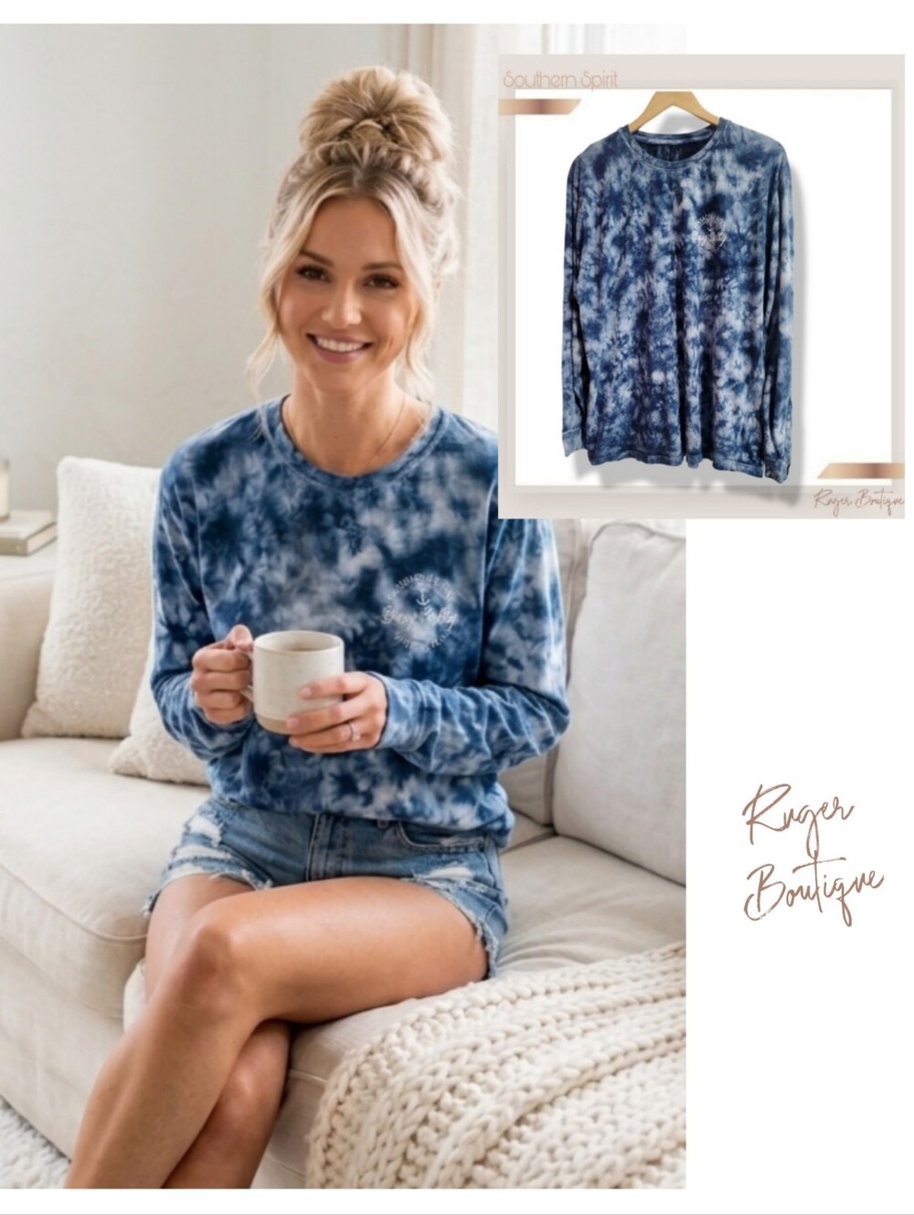 🌿Southern Spirit Long Sleeve Tee XL Blue Wave Pensacola FL Unisex Cotton Shirt
